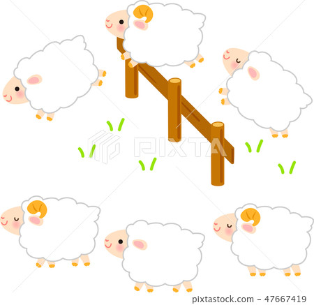 A Lot Of Sheep To Jump Over The Fence Stock Illustration