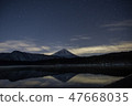 Mount Fuji in the lake at night 47668035