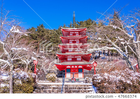 （山梨縣）日本的美麗·降雪Shinclakayama淺間公園·Terao塔 47668374