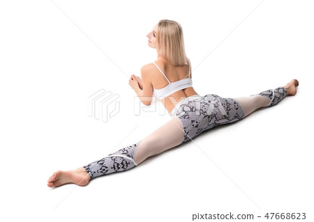 Slim blonde in a split isolated rearview 47668623