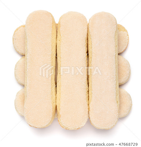 Traditional Italian Savoiardi ladyfingers Biscuits on White Background Traditional Italian Savoiardi ladyfingers Biscuits on White Background 47668729
