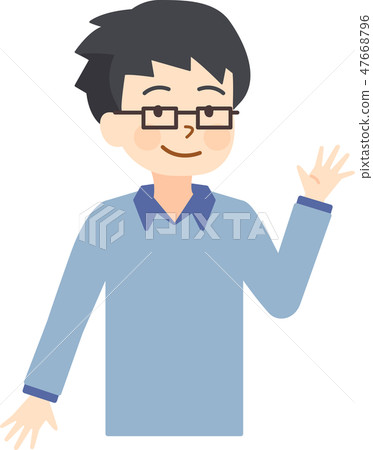 Father raising one hand smile facing right 47668796