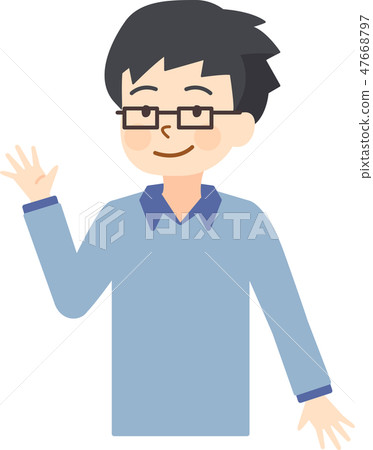 父親舉起一隻手微笑 47668797