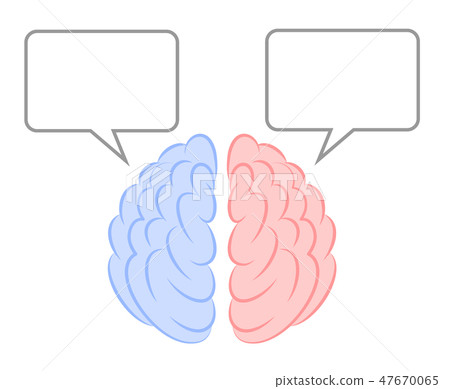 Brains right brain and left brain and speech balloon 47670065