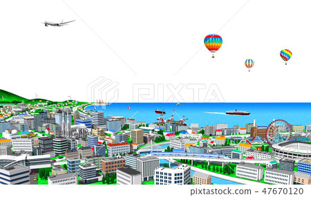 Townscape + ocean _ transparent Townscape + ocean _ transparent 47670120