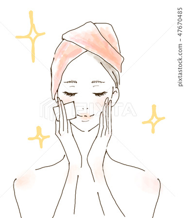 Women putting make-up drop moisturizing Women putting make-up drop moisturizing 47670485