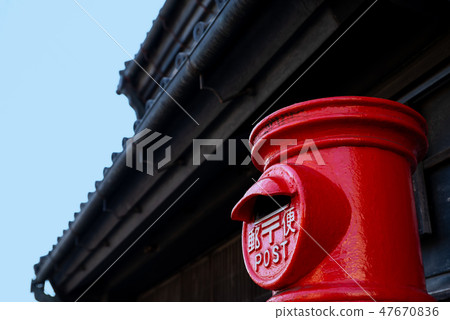 Old townscape with round posts Kodo Edo Kawagoe elevation b 47670836