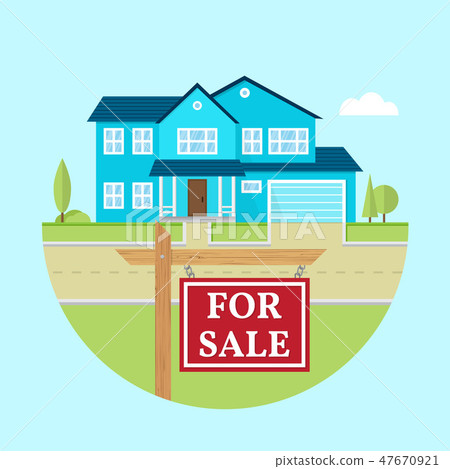 House for sale. Vector flat icon suburban american house. For web design and application interface House for sale. Vector flat icon suburban american house. For web design and application interface 47670921