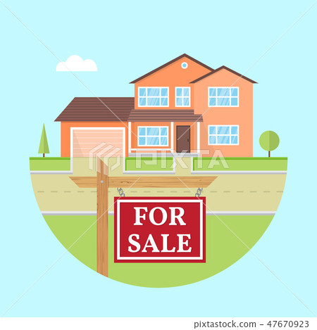 House for sale. Vector flat icon suburban american house. For web design and application interface House for sale. Vector flat icon suburban american house. For web design and application interface 47670923