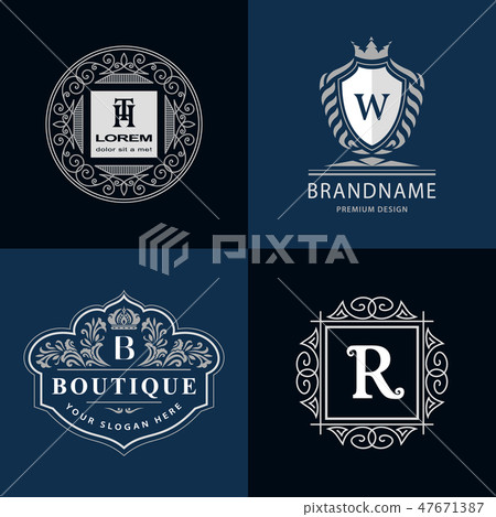 Elegant line logo design Letter emblem HT, B, W, R Elegant line logo design Letter emblem HT, B, W, R 47671387