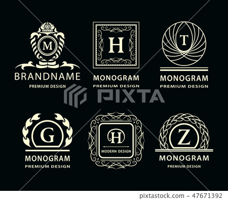 line art logo design. Letter emblem H, Z, G, M, T line art logo design. Letter emblem H, Z, G, M, T 47671392