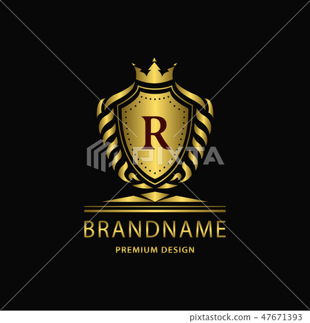 Luxury logo. Business sign, label, Letter emblem R 47671393