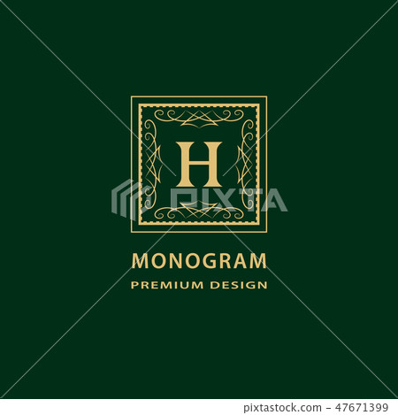 Monogram design template. Elegant line art logo H - Stock Illustration ...