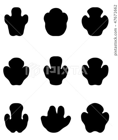 Black footprints of rhinoceros Black footprints of rhinoceros 47671662