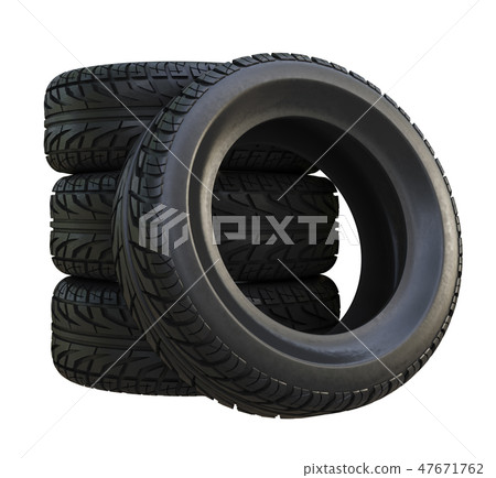 Group black tires, isolated Group black tires, isolated 47671762