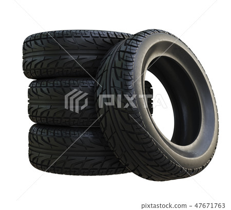 Group black tires, isolated Group black tires, isolated 47671763