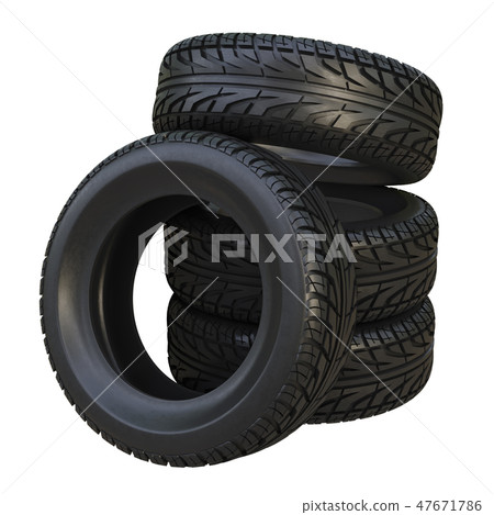 Group black tires, isolated 47671786