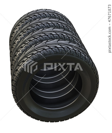 Group black tires, isolated Group black tires, isolated 47671873