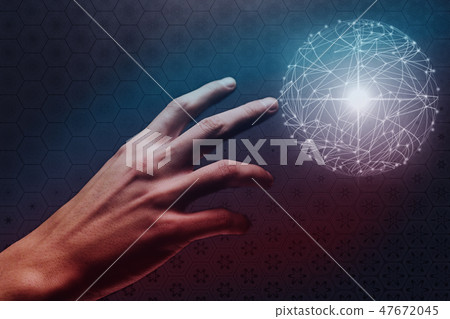 Woman holding Social connection technologies. Woman holding Social connection technologies. 47672045