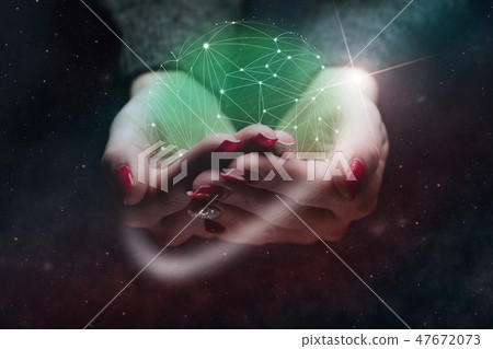 Woman holding toxic Social connection technologies 47672073