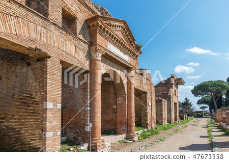 Roman ancient ruins in Ostia Antica near Rome 47673558