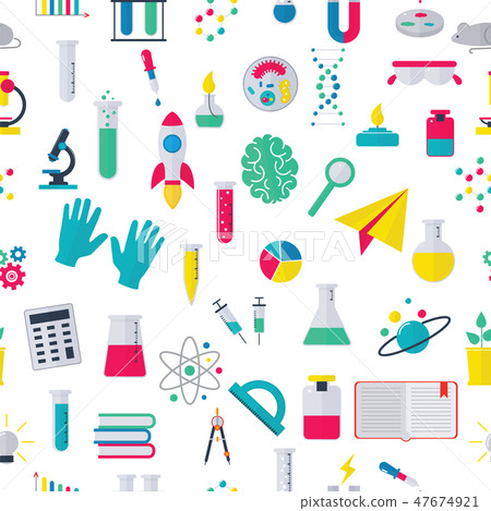 Lab chemical test medical laboratory scientific biology design molecule seamless pattern background 47674921