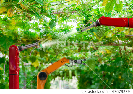 Smart robotic farmers harvest in agriculture Smart robotic farmers harvest in agriculture 47679279