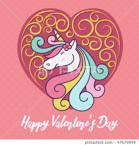 Cute unicorn cartoon character illustration design 47679949