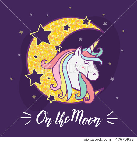 Cute unicorn cartoon character illustration design 47679952
