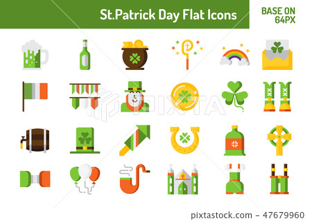St.Patricks Day icon set. Flat icon 47679960