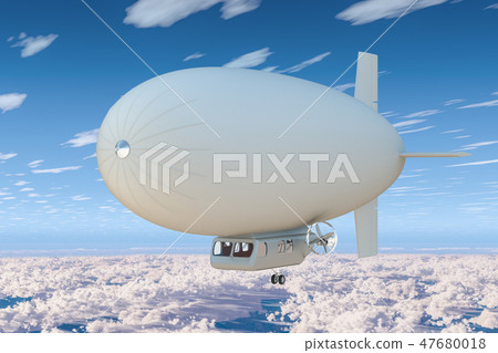 Airship or dirigible balloon in the blue sky 47680018