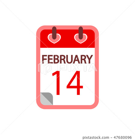 Calendar 14 february. Valentines Day Feb 14th. Icon vector flat Calendar 14 february. Valentines Day Feb 14th. Icon vector flat 47680096