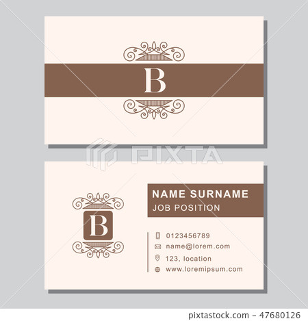 Business Card Template. Modern Emblem Letter B - Stock Illustration ...