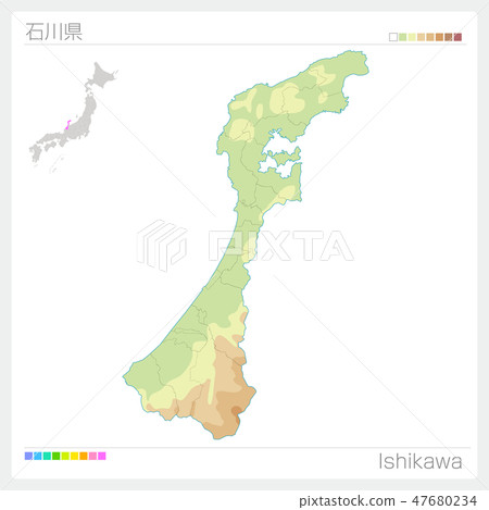 石川縣地圖（輪廓線·顏色編碼） 47680234