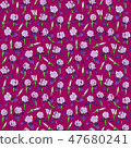 seamless pattern of iris flowers in a linear style 47680241