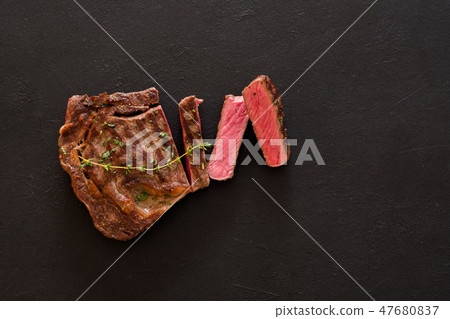 grilled meat food cooking rare beefsteak grilled meat food cooking rare beefsteak 47680837