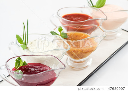 restaurant menu sauce assortment platter restaurant menu sauce assortment platter 47680907