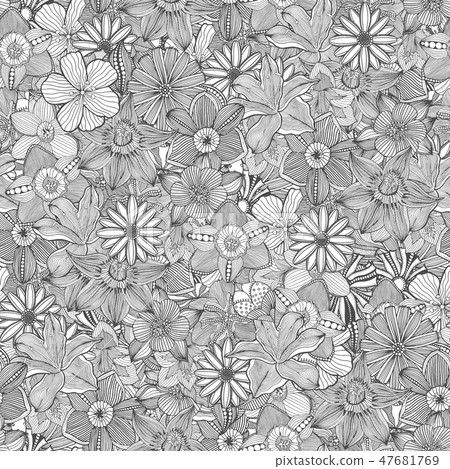 Hand drawn floral wallpaper Hand drawn floral wallpaper 47681769