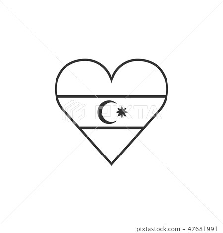 Azerbaijan flag icon in heart shape black outline 47681991