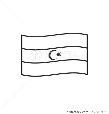 Azerbaijan flag icon in black outline flat design Azerbaijan flag icon in black outline flat design 47681993