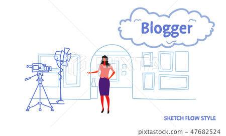 woman blogger recording video on camera female guide standing art gallery museum interior online woman blogger recording video on camera female guide standing art gallery museum interior online 47682524