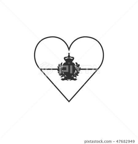 San Marino flag icon in heart shape black outline San Marino flag icon in heart shape black outline 47682949