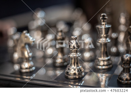 silver chess model on board strategic game silver chess model on board strategic game 47683224