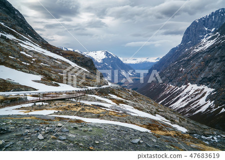 Trolls road in Norway - mountain route of Trollstigen 47683619