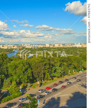 Kiev skyline traffic aerial Dnipro 47683741