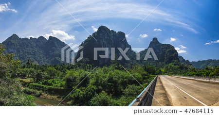 Asphalt road at Khao Sok, Suratthani, Thailand 47684115