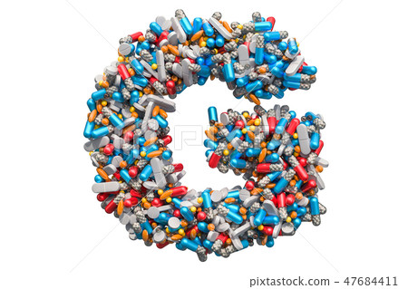 Letter G from medicine pills, capsules, tablets Letter G from medicine pills, capsules, tablets 47684411