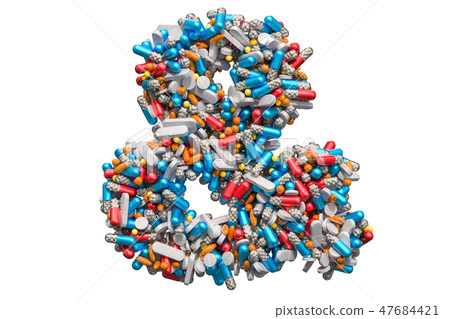 Ampersand symbol from medicine pills, capsules Ampersand symbol from medicine pills, capsules 47684421
