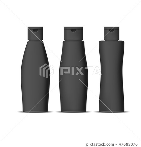 Realistic Detailed 3d Black Shampoo Bottles... - Stock Illustration ...