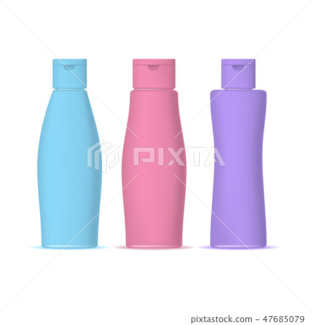 Realistic Detailed 3d Color Shampoo Bottles Set. Vector Realistic Detailed 3d Color Shampoo Bottles Set. Vector 47685079